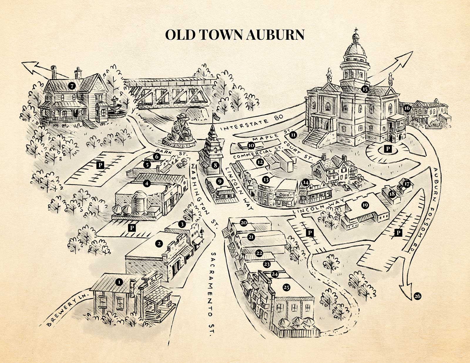 Old Town Auburn Walking Map