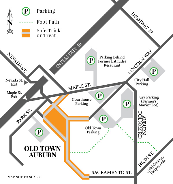Old Town Auburn Safe Trick-or-Treating Parking Map