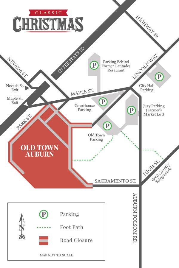 Old Town Auburn Classic Christmas Parking Map Old Town Auburn Classic Christmas Parking Map